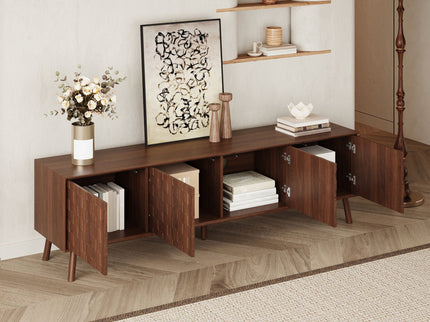 TV Stand With Soft Closing Hinges And Cable Management - Walnut