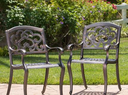 Cast Aluminum Dining Chair With Hand Crafted Details - Copper