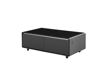 Modern Smart Coffee Table With Built-In Fridge, tooth Speaker, Wireless Charging Module, Touch Control Panel, Power Socket, USB Interface, Outlet Protection, Atmosphere Light
