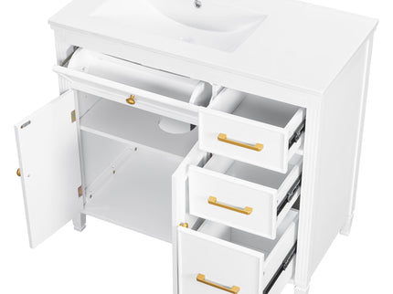 2 Piece Freestanding Bathroom Vanity Set With Sink Top, Reversible Dual Layout
