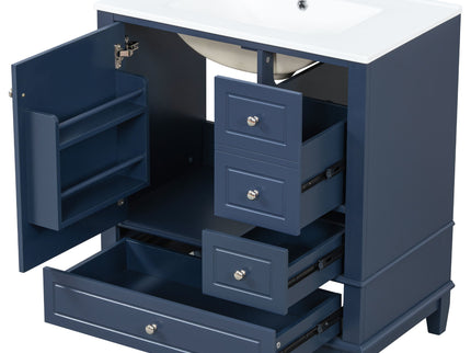 Freestanding Bathroom Vanity With Sink, Soft Close Door, 3 Drawers