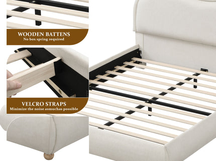 Upholstered Platform Bed Frame With Curved Headboard
