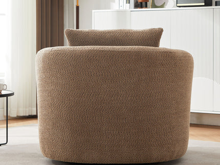 360° Swivel Barrel Sofa Chair With Throw Pillow, Upholstered Accent Chair