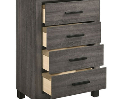 1 Piece Chest Bar Handle Bedroom Furniture With Texture And Clean Lines - Gray