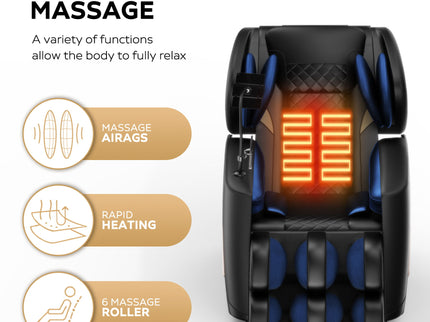 Massage Chair Recliner With Zero Gravity With Full Body Air Pressure - Black