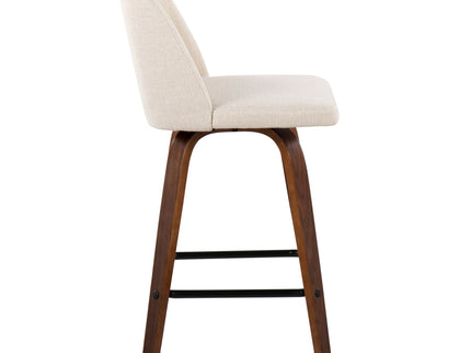 Toriano - Mid Century Modern Fixed Height Counter Stool & Square Footrest (Set of 2)