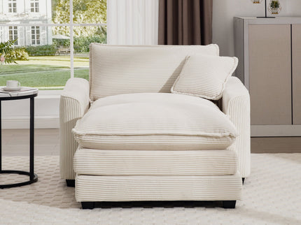Classic Modern Comfortable Single Chair Deep Seat Sofa With Footstool