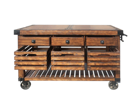 Kaif - Distressed Chestnut Kitchen Cart - Chestnut