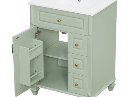 Freestanding Bathroom Vanity With Sink, 3 Drawers & Flip-Out Drawer