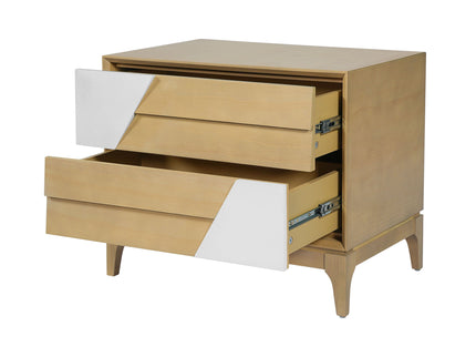 Japandi 2 Drawer Nightstand With Geometric Design