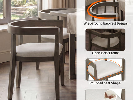 Rectangular Dining Table Set For 6 With Upholstered Barrel Back Chairs