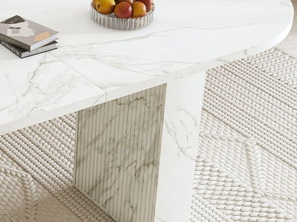 Oval Dining Table With Wood Strip Base