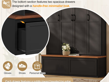 Hall Tree With 4 Hidden Cabinets