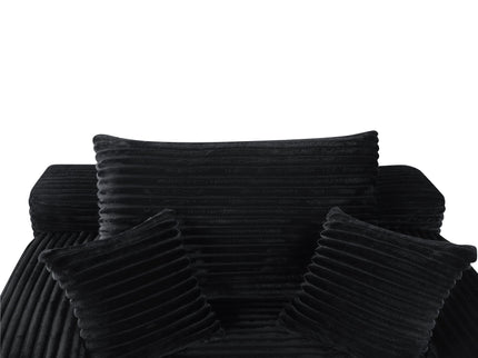Convertible Chaise Lounge Chair With Wide Armrest & Throw Pillows - Black