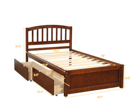 Platform Storage Bed Wood Bed Frame With Two Drawers And Headboard