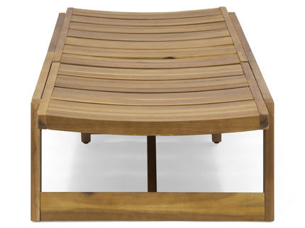 Outdoor Chaise Lounge With Adjustable Seating And Slat Panel - Yellow Brown