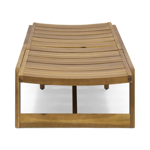 Outdoor Chaise Lounge With Adjustable Seating And Slat Panel - Yellow Brown