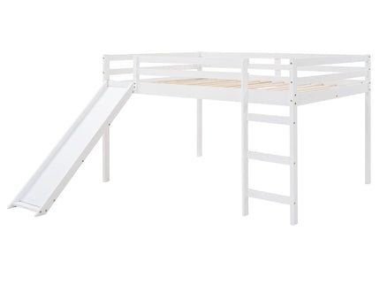 Full Loft Bed With Slide, Multifunctional Design - White