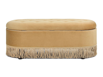 Melinda - Oval Tufted Bullion Fringe Storage Bench