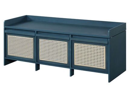 Entryway Shoe Bench With Drawers & Button Tufted Cushion