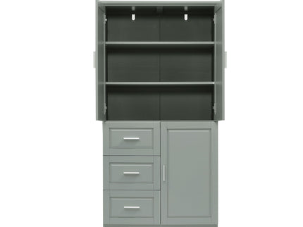 Tall Wide Storage Cabinet With Doors, 3 Drawers