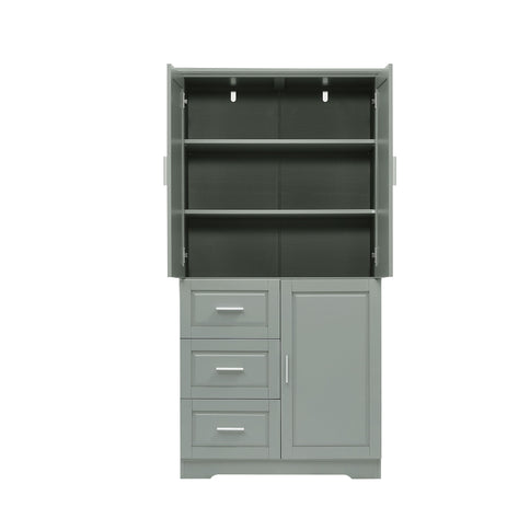 Tall Wide Storage Cabinet With Doors, 3 Drawers