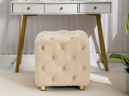 Modern Upholstered Ottoman, Exquisite Small End Table, Soft Foot Stool, Dressing Makeup Chair, Comfortable Seat For Living Room, Bedroom, Entrance
