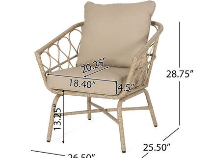 Bruce - Outdoor Club Chair Set With Water Resistant Cushions Rattan And Iron - Brown