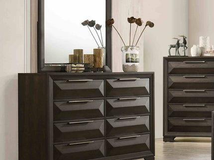 8 Drawer Dresser With Beveled Bracket - Espresso
