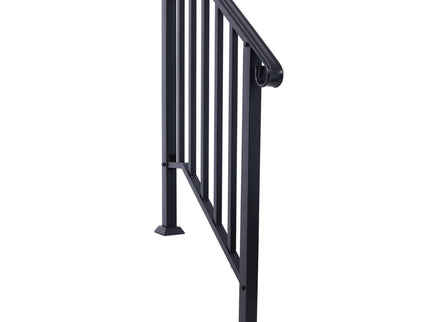 Handrails For Outdoor Steps, Fit 2 Or 3 Steps Outdoor Stair Railing, Wrought Iron Handrail, Flexible Porch Railing, Transitional Handrails For Concrete Steps Or Wooden Stairs