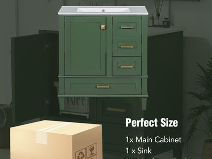 Bathroom Vanity, Modern Bathroom Cabinet With Sink Combo Set, Bathroom Storage Cabinet With A Soft Closing Door And 3 Drawers, Solid Wood Frame