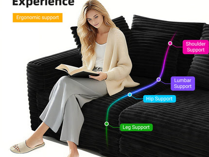 Deep Seat Convertible Sofa With Soft Pillows And Ottomans