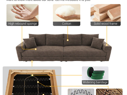 4 Seat Sofa, Modern Comfy Upholstered Sofa Cloud Couch, Deep Seat Couches With Soft Pillows