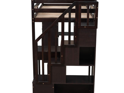 Loft Bed With Storage Drawers, Desk And Stairs With Shelves