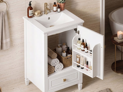 Freestanding Bathroom Vanity With Sink, Soft Closing Door, Drawer Storage - White