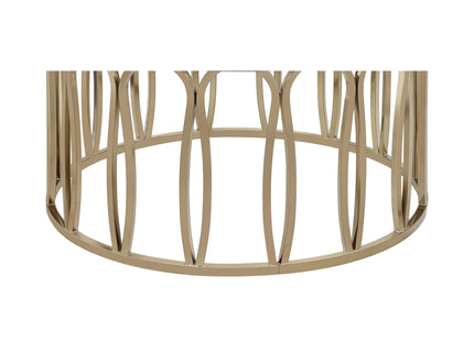 Round Glass Top Table With Polished Metal Base