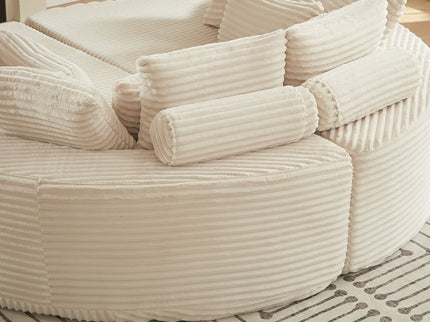 Round Oversized Sofa Bed With 5 Throw Pillows