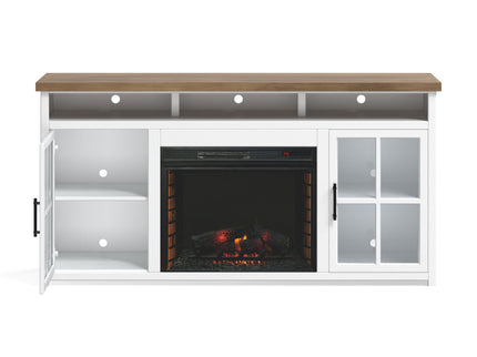 Fireplace TV Stand Console & Fixed Shelves