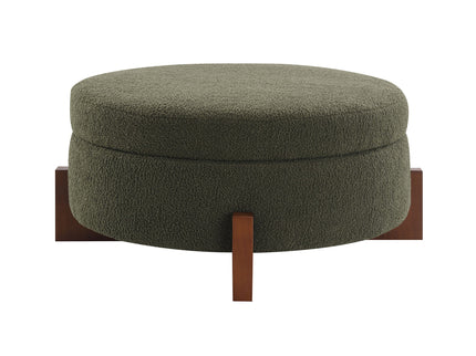 Round Storage Ottoman, Footrest Stool For Living Room