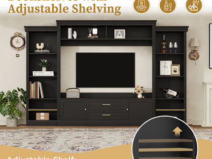Elegant Entertainment Center Wall Unit With Bookshelves