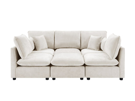 Modern Sectional Sofa U-Shaped With Movable Ottoman Storage Armrests And USB Ports