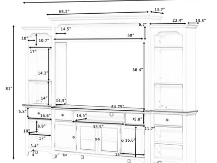 Extra Large TV Stand, Entertainment Center With Storage Cabinets