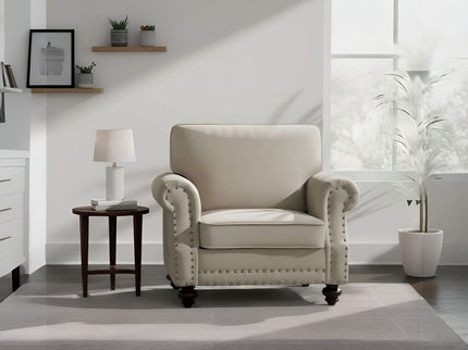 Upholstered Accent Armchair With Turned Legs For Living Room