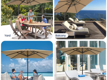 Round Cantilever Patio Umbrella With 360 Rotation & Infinite Tilt Adjustment