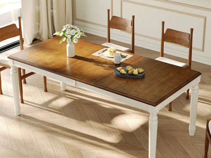Rectangular Dining Table With Framed Top And Turned Legs - Natural