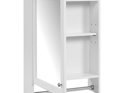 3 In 1 Wall Mounted Bathroom Mirror Cabinet With Adjustable Shelf, Soft Close Door, Mirror & Towel Bar - White