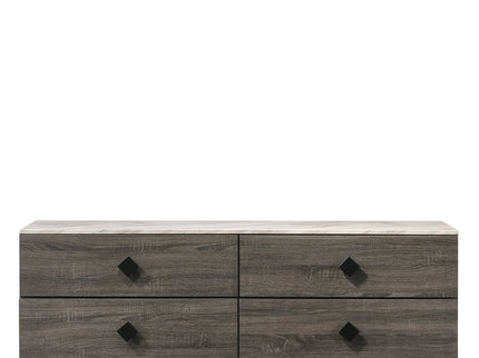Avantika - Faux Marble Top Rustic Dresser - Gray / Marble / Oak