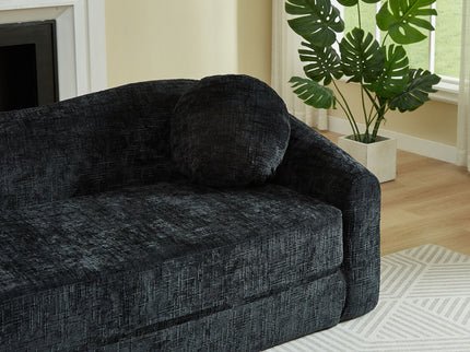 Curved Convertible Sofa, 2 In 1 Frameless Folding Sofa Bed With Pull Out Base And Deep Seat