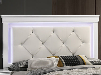 Tufted Headboard Bed With LED Lighting