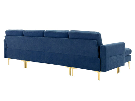 Modern L - Shape Convertible Sectional Sofa With Movable Ottoman